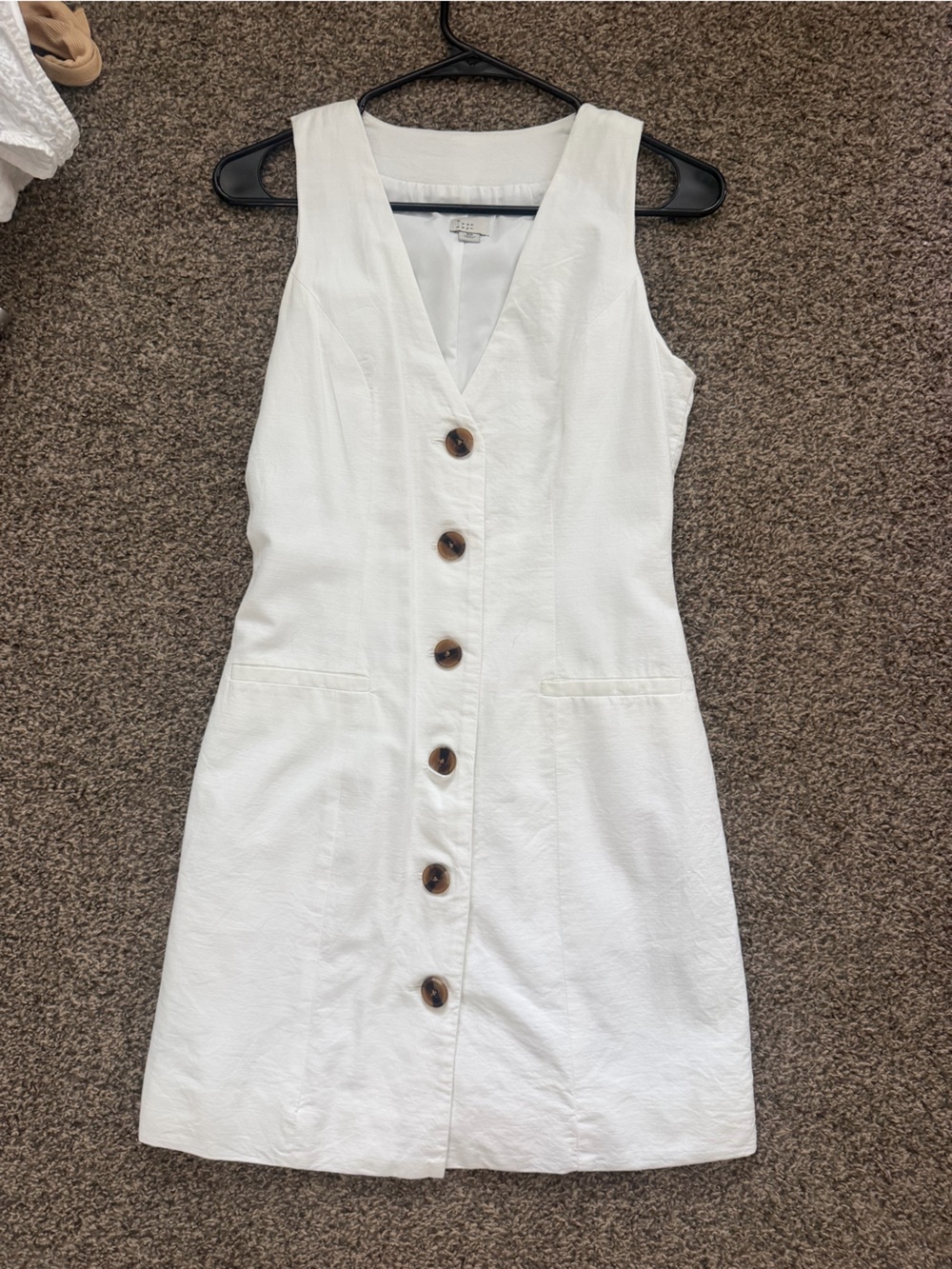a new day White Button-Front V-Neck Mini Dress - Picture 2 of 4